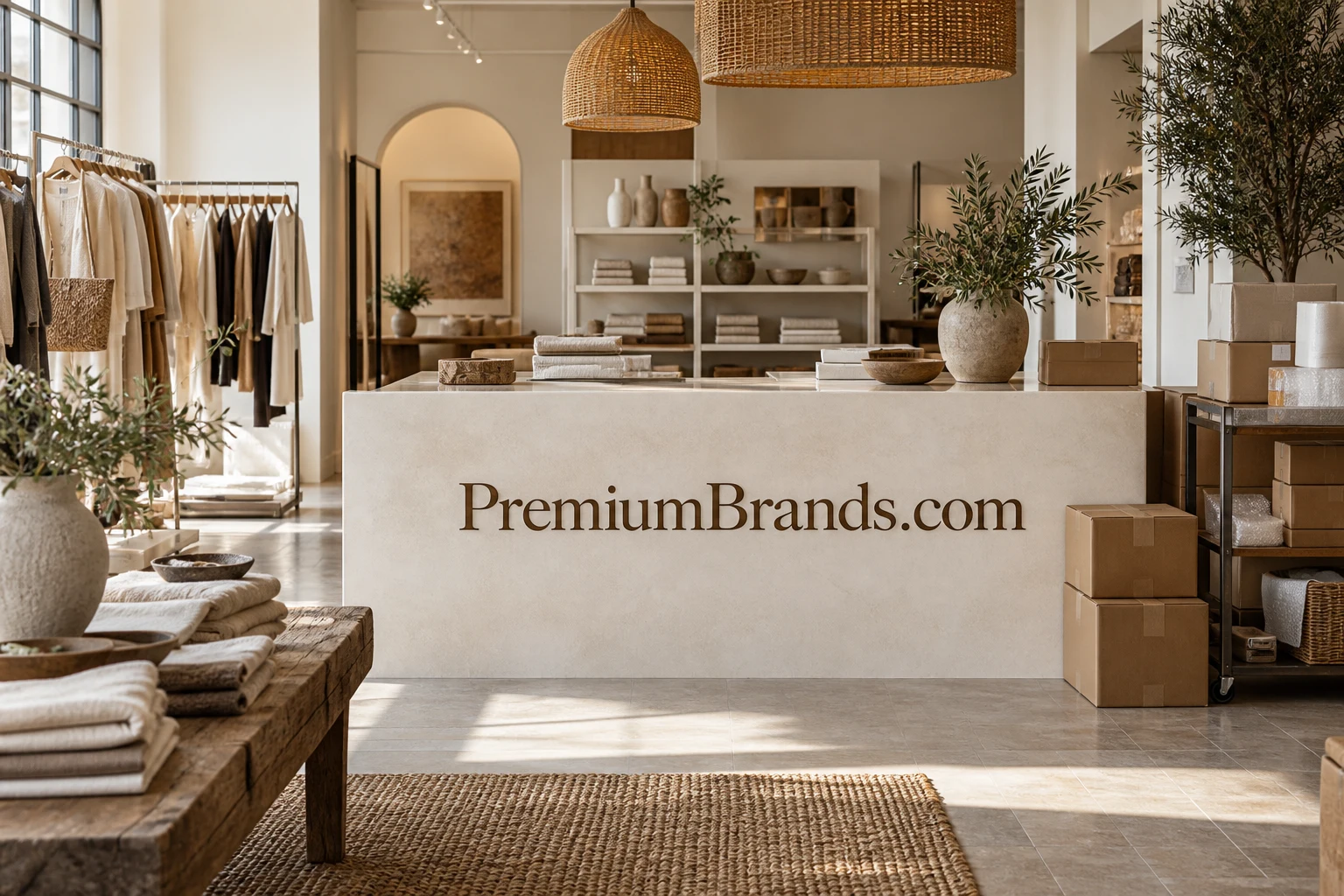 PremiumBrands.com displayed in a contemporary retail setting